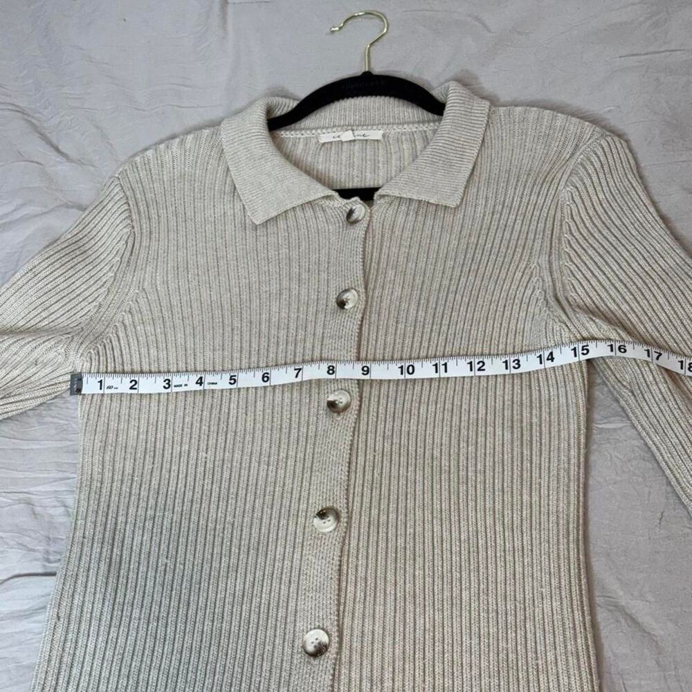 Et Clet Ribbed Knit Front Button Collared Cardigan Size M - Picture 5 of 6